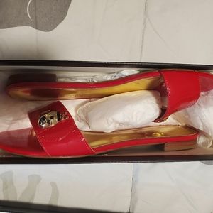 Red patent sandals